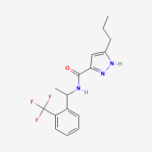 molecular formula C16H18F3N3O B5554589 3-propyl-N-{1-[2-(trifluoromethyl)phenyl]ethyl}-1H-pyrazole-5-carboxamide 