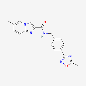 molecular formula C19H17N5O2 B5554607 6-methyl-N-[4-(5-methyl-1,2,4-oxadiazol-3-yl)benzyl]imidazo[1,2-a]pyridine-2-carboxamide 