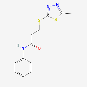 molecular formula C12H13N3OS2 B5554624 3-[(5-甲基-1,3,4-噻二唑-2-基)硫代]-N-苯基丙酰胺 