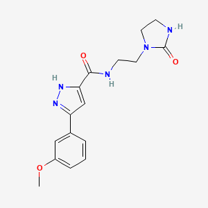 molecular formula C16H19N5O3 B5554632 3-(3-methoxyphenyl)-N-[2-(2-oxo-1-imidazolidinyl)ethyl]-1H-pyrazole-5-carboxamide 