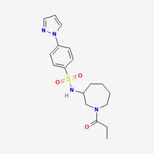 molecular formula C18H24N4O3S B5554656 N-(1-propionylazepan-3-yl)-4-(1H-pyrazol-1-yl)benzenesulfonamide 