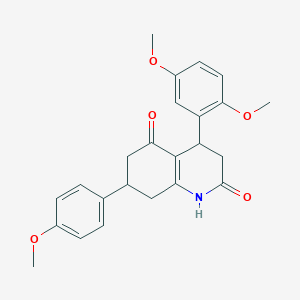 molecular formula C24H25NO5 B5554684 4-(2,5-dimethoxyphenyl)-7-(4-methoxyphenyl)-4,6,7,8-tetrahydro-2,5(1H,3H)-quinolinedione 