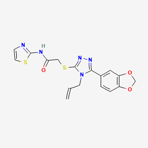 molecular formula C17H15N5O3S2 B5554713 2-{[4-烯丙基-5-(1,3-苯并二氧杂环-5-基)-4H-1,2,4-三唑-3-基]硫代}-N-1,3-噻唑-2-基乙酰胺 