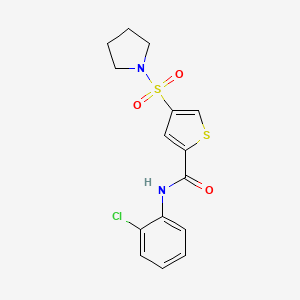 molecular formula C15H15ClN2O3S2 B5554735 N-(2-chlorophenyl)-4-(1-pyrrolidinylsulfonyl)-2-thiophenecarboxamide 