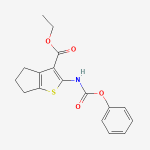 molecular formula C17H17NO4S B5554763 ethyl 2-[(phenoxycarbonyl)amino]-5,6-dihydro-4H-cyclopenta[b]thiophene-3-carboxylate 