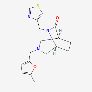 molecular formula C17H21N3O2S B5554775 (1S*,5R*)-3-[(5-methyl-2-furyl)methyl]-6-(1,3-thiazol-4-ylmethyl)-3,6-diazabicyclo[3.2.2]nonan-7-one 
