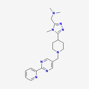 molecular formula C21H28N8 B5554812 N,N-dimethyl-1-(4-methyl-5-{1-[(2-pyridin-2-ylpyrimidin-5-yl)methyl]piperidin-4-yl}-4H-1,2,4-triazol-3-yl)methanamine 