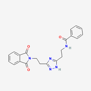 molecular formula C21H19N5O3 B5554821 N-(2-{5-[2-(1,3-dioxo-1,3-dihydro-2H-isoindol-2-yl)ethyl]-1H-1,2,4-triazol-3-yl}ethyl)benzamide 