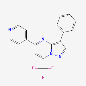 molecular formula C18H11F3N4 B5554905 3-phenyl-5-(4-pyridinyl)-7-(trifluoromethyl)pyrazolo[1,5-a]pyrimidine 