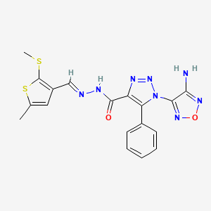 molecular formula C18H16N8O2S2 B5554909 1-(4-amino-1,2,5-oxadiazol-3-yl)-N'-{[5-methyl-2-(methylthio)-3-thienyl]methylene}-5-phenyl-1H-1,2,3-triazole-4-carbohydrazide 