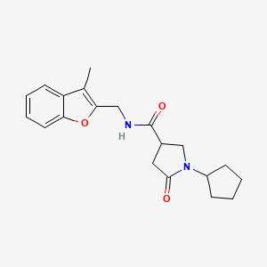 molecular formula C20H24N2O3 B5554920 1-cyclopentyl-N-[(3-methyl-1-benzofuran-2-yl)methyl]-5-oxo-3-pyrrolidinecarboxamide 