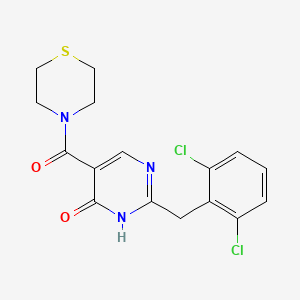 2-(2,6-dichlorobenzyl)-5-(thiomorpholin-4-ylcarbonyl)pyrimidin-4-ol