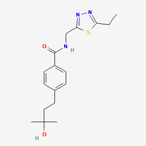 molecular formula C17H23N3O2S B5554964 N-[(5-ethyl-1,3,4-thiadiazol-2-yl)methyl]-4-(3-hydroxy-3-methylbutyl)benzamide 