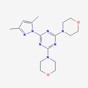 molecular formula C16H23N7O2 B5555060 2-(3,5-dimethyl-1H-pyrazol-1-yl)-4,6-di-4-morpholinyl-1,3,5-triazine 
