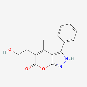 molecular formula C15H14N2O3 B5555064 5-(2-hydroxyethyl)-4-methyl-3-phenylpyrano[2,3-c]pyrazol-6(1H)-one 