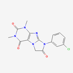 molecular formula C15H12ClN5O3 B5555076 8-(3-chlorophenyl)-1,3-dimethyl-1H-imidazo[2,1-f]purine-2,4,7(3H,6H,8H)-trione 