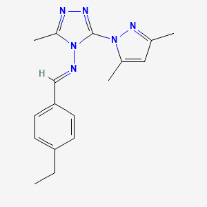 molecular formula C17H20N6 B5555087 3-(3,5-dimethyl-1H-pyrazol-1-yl)-N-(4-ethylbenzylidene)-5-methyl-4H-1,2,4-triazol-4-amine 