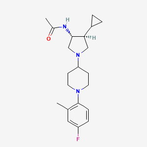 molecular formula C21H30FN3O B5555090 N-{rel-(3R,4S)-4-cyclopropyl-1-[1-(4-fluoro-2-methylphenyl)-4-piperidinyl]-3-pyrrolidinyl}acetamide dihydrochloride 
