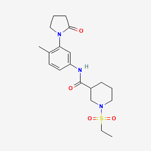 molecular formula C19H27N3O4S B5555095 1-(ethylsulfonyl)-N-[4-methyl-3-(2-oxo-1-pyrrolidinyl)phenyl]-3-piperidinecarboxamide 