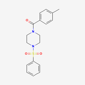 molecular formula C18H20N2O3S B5555130 1-(4-methylbenzoyl)-4-(phenylsulfonyl)piperazine 