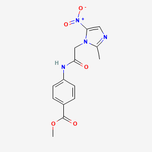 molecular formula C14H14N4O5 B5555133 methyl 4-{[(2-methyl-5-nitro-1H-imidazol-1-yl)acetyl]amino}benzoate 