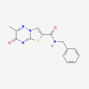 molecular formula C14H12N4O2S B5555143 N-benzyl-6-methyl-7-oxo-7H-[1,3]thiazolo[3,2-b][1,2,4]triazine-2-carboxamide 