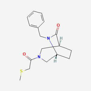 molecular formula C17H22N2O2S B5555151 （1S*,5R*）-6-苄基-3-[(甲硫基)乙酰基]-3,6-二氮杂双环[3.2.2]壬烷-7-酮 