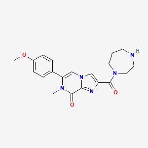 molecular formula C20H23N5O3 B5555165 2-(1,4-二氮杂环-1-基羰基)-6-(4-甲氧基苯基)-7-甲基咪唑并[1,2-a]吡嗪-8(7H)-酮 