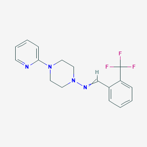 molecular formula C17H17F3N4 B5555181 4-(2-pyridinyl)-N-[2-(trifluoromethyl)benzylidene]-1-piperazinamine 