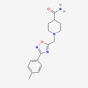 molecular formula C16H20N4O2 B5555215 1-{[3-(4-methylphenyl)-1,2,4-oxadiazol-5-yl]methyl}-4-piperidinecarboxamide 