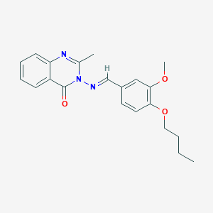 molecular formula C21H23N3O3 B5555230 3-[(4-丁氧基-3-甲氧基苄叉亚胺)-氨基]-2-甲基-4(3H)-喹唑啉酮 