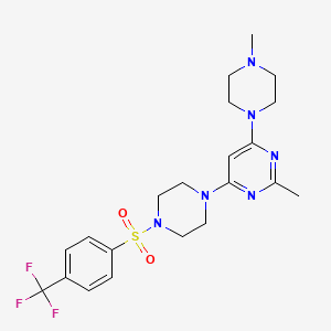 molecular formula C21H27F3N6O2S B5555255 2-methyl-4-(4-methyl-1-piperazinyl)-6-(4-{[4-(trifluoromethyl)phenyl]sulfonyl}-1-piperazinyl)pyrimidine 