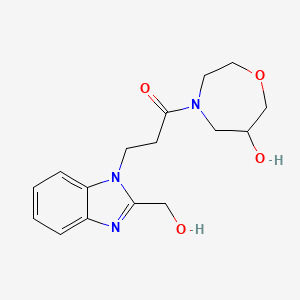 molecular formula C16H21N3O4 B5555263 4-{3-[2-(hydroxymethyl)-1H-benzimidazol-1-yl]propanoyl}-1,4-oxazepan-6-ol 