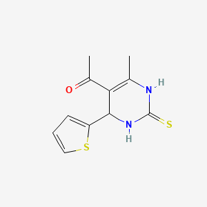 molecular formula C11H12N2OS2 B5555268 1-[6-methyl-4-(2-thienyl)-2-thioxo-1,2,3,4-tetrahydro-5-pyrimidinyl]ethanone 