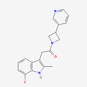 molecular formula C19H18FN3O B5555288 7-fluoro-2-methyl-3-{2-oxo-2-[3-(3-pyridinyl)-1-azetidinyl]ethyl}-1H-indole 