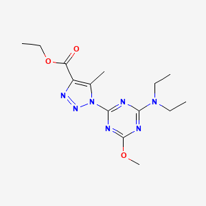 molecular formula C14H21N7O3 B5555316 ethyl 1-[4-(diethylamino)-6-methoxy-1,3,5-triazin-2-yl]-5-methyl-1H-1,2,3-triazole-4-carboxylate 