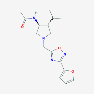 molecular formula C16H22N4O3 B5555329 N-((3S*,4R*)-1-{[3-(2-呋喃基)-1,2,4-恶二唑-5-基]甲基}-4-异丙基-3-吡咯烷基)乙酰胺 