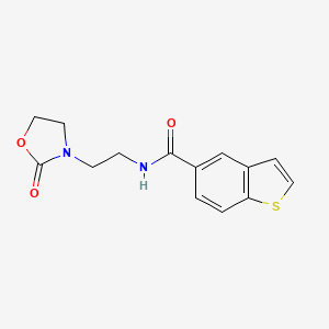 molecular formula C14H14N2O3S B5555335 N-[2-(2-oxo-1,3-oxazolidin-3-yl)ethyl]-1-benzothiophene-5-carboxamide 
