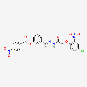 molecular formula C22H15ClN4O8 B5555361 3-{2-[(4-氯-2-硝基苯氧基)乙酰]碳酰肼基}苯基 4-硝基苯甲酸酯 