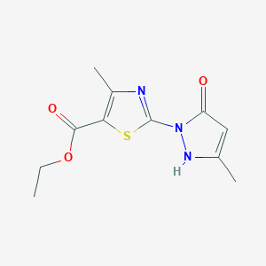 molecular formula C11H13N3O3S B5555403 ethyl 2-(5-hydroxy-3-methyl-1H-pyrazol-1-yl)-4-methyl-1,3-thiazole-5-carboxylate 