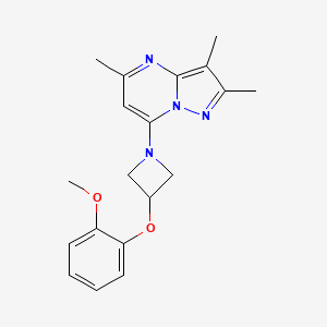 molecular formula C19H22N4O2 B5555408 7-[3-(2-methoxyphenoxy)azetidin-1-yl]-2,3,5-trimethylpyrazolo[1,5-a]pyrimidine 