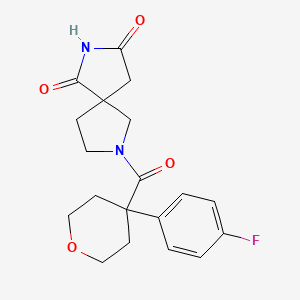 molecular formula C19H21FN2O4 B5555479 7-{[4-(4-fluorophenyl)tetrahydro-2H-pyran-4-yl]carbonyl}-2,7-diazaspiro[4.4]nonane-1,3-dione 