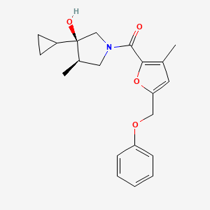 molecular formula C21H25NO4 B5555487 (3R*,4R*)-3-cyclopropyl-4-methyl-1-[3-methyl-5-(phenoxymethyl)-2-furoyl]pyrrolidin-3-ol 