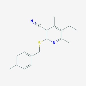 molecular formula C18H20N2S B5555495 5-乙基-4,6-二甲基-2-[(4-甲基苄基)硫代]烟腈 
