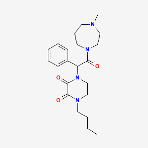 molecular formula C22H32N4O3 B5555506 1-butyl-4-[2-(4-methyl-1,4-diazepan-1-yl)-2-oxo-1-phenylethyl]piperazine-2,3-dione 