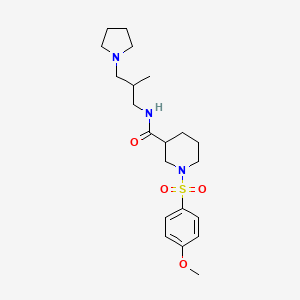 molecular formula C21H33N3O4S B5555553 1-[(4-methoxyphenyl)sulfonyl]-N-[2-methyl-3-(1-pyrrolidinyl)propyl]-3-piperidinecarboxamide 