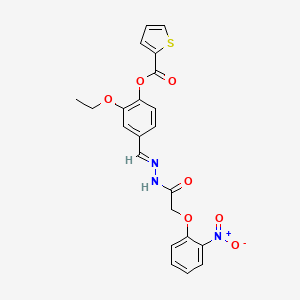 molecular formula C22H19N3O7S B5555565 2-乙氧基-4-{2-[(2-硝基苯氧基)乙酰]碳酰肼基}苯基 2-噻吩甲酸酯 