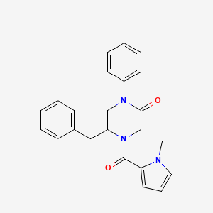 molecular formula C24H25N3O2 B5555569 5-benzyl-1-(4-methylphenyl)-4-[(1-methyl-1H-pyrrol-2-yl)carbonyl]-2-piperazinone 