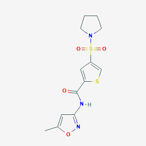 molecular formula C13H15N3O4S2 B5555600 N-(5-methyl-3-isoxazolyl)-4-(1-pyrrolidinylsulfonyl)-2-thiophenecarboxamide 