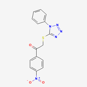 molecular formula C15H11N5O3S B5555612 1-(4-nitrophenyl)-2-[(1-phenyl-1H-tetrazol-5-yl)thio]ethanone 
